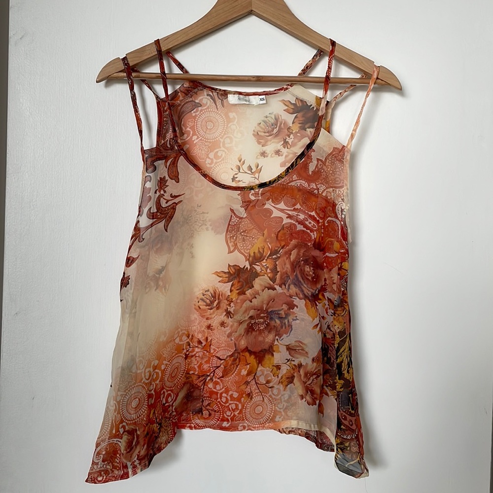 Sheer patterned tank top